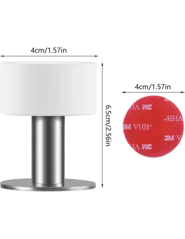 Topes de puerta autoadhesivos THYBDB 6.5cm goma y acero inoxidable
