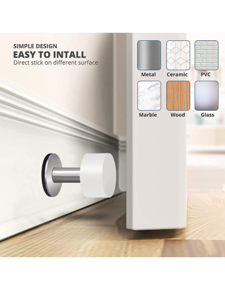 Topes de puerta autoadhesivos THYBDB 6.5cm goma y acero inoxidable Topes de puerta autoadhesivos THYBDB 6.5cm goma y acero inoxidable