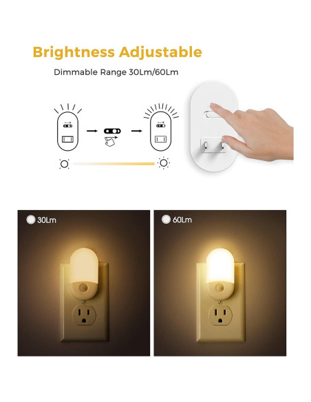 Luz Nocturna LED con Sensor de Movimiento LOHAS, 4 Piezas, 3000K