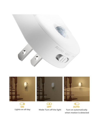 Luz Nocturna LED con Sensor de Movimiento LOHAS, 4 Piezas, 3000K