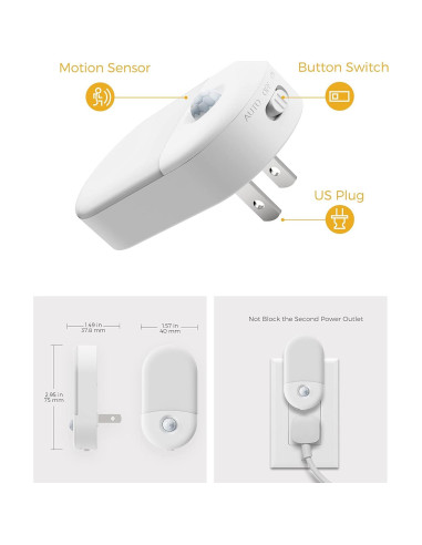 Luz Nocturna LED con Sensor de Movimiento LOHAS, 4 Piezas, 3000K