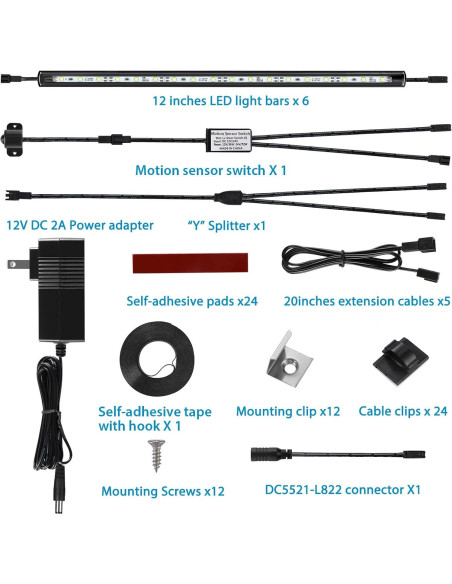 Kit de Luz LED Litever con Sensor de Movimiento 12"