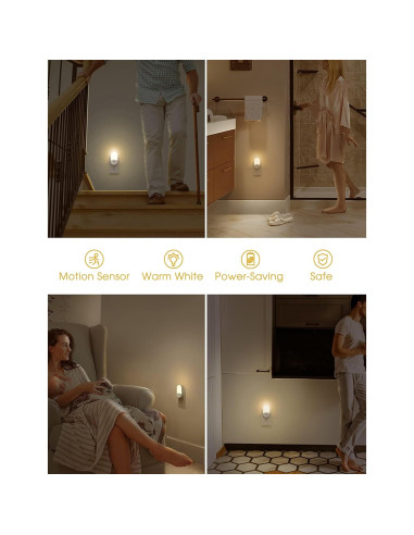 Luz Nocturna LED con Sensor de Movimiento LOHAS, 4 Piezas, 3000K