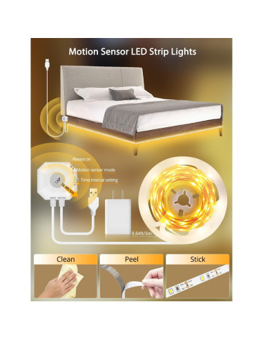 Luz LED de Sensor de Movimiento MATICOD 3m Blanca Cálida