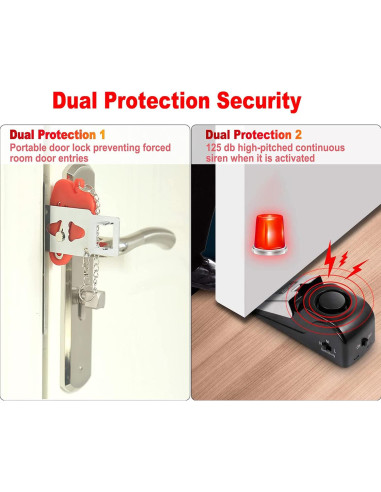 Cerradura de Puerta Portátil MBBEST con Alarma 120DB - Doble Protección