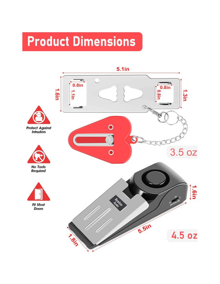 Cerradura de Puerta Portátil MBBEST con Alarma 120DB - Doble Protección