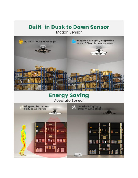 Luz de Garaje LED Hinersound Y8 con Sensor de Movimiento 300W
