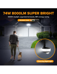 Luz Exterior LED LUTEC 74W 8000 Lúmenes con Sensor IP65 2