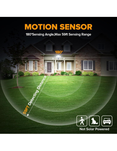 Luz Exterior LED LUTEC 74W 8000 Lúmenes con Sensor IP65