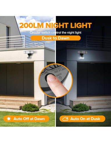 Luz Exterior LED LUTEC 74W 8000 Lúmenes con Sensor IP65