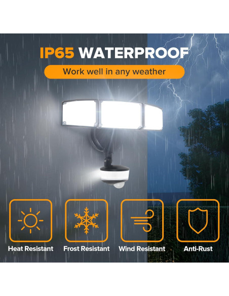 Luz Exterior LED LUTEC 74W 8000 Lúmenes con Sensor IP65