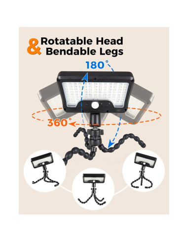 Luces de Sensor de Movimiento Solar Thumok 600LM con Trípode Flexible