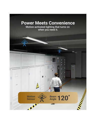 Luz LED de Taller Sunco 40W 5000K con Sensor de Movimiento - Paquete de 4