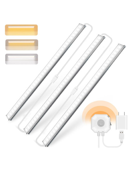 Luces de Gabinete LED Daymeet 30 cm con Sensor de Movimiento - Paquete de 3