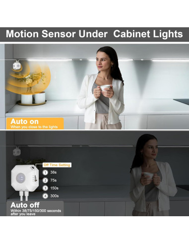 Luces de Gabinete LED Daymeet 30 cm con Sensor de Movimiento - Paquete de 3