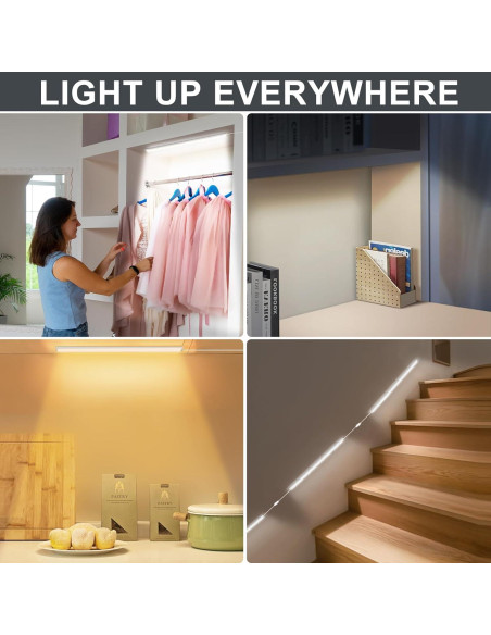 Luces de Gabinete LED Daymeet 30 cm con Sensor de Movimiento - Paquete de 3