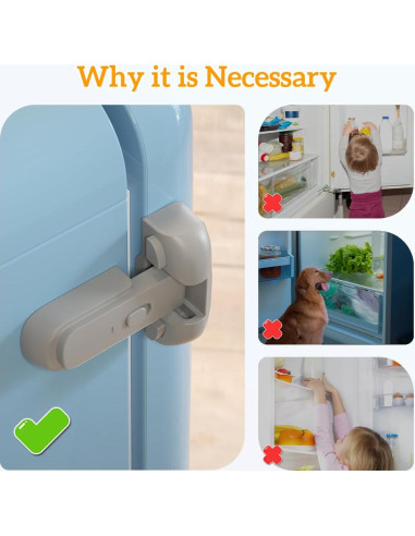 Cerradura de Seguridad para Refrigerador SAFELON Gris - 2 Pcs