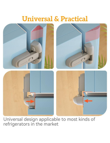 Cerradura de Seguridad para Refrigerador SAFELON Gris - 2 Pcs