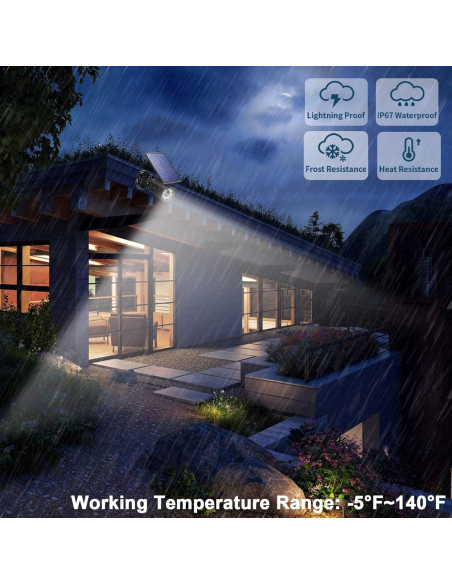 Luces de Movimiento Solares CAHOUGSMT 2000LM IP67 para Exteriores Luces de Movimiento Solares CAHOUGSMT 2000LM IP67 para Exteriores
