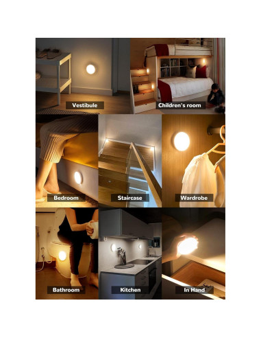 Homelist 6 Luces Puck Sensor Movimiento Recargables 2 Colores