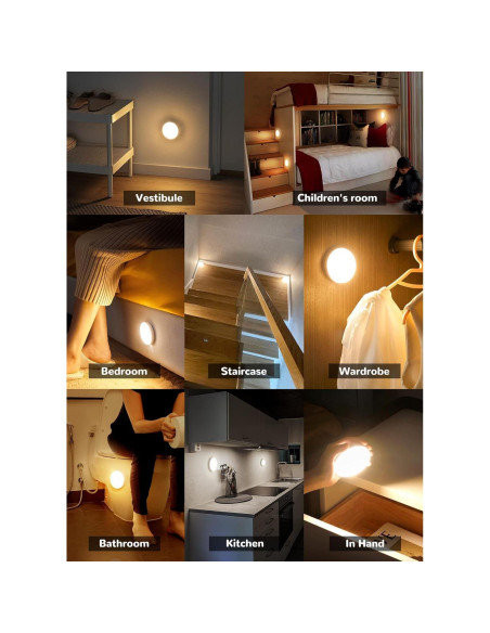 Homelist 6 Luces Puck Sensor Movimiento Recargables 2 Colores