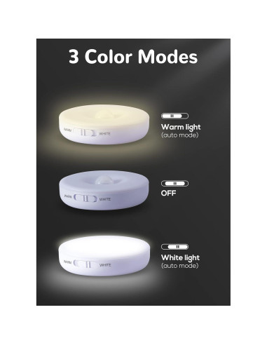 Homelist 6 Luces Puck Sensor Movimiento Recargables 2 Colores