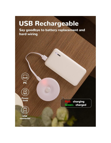 Homelist 6 Luces Puck Sensor Movimiento Recargables 2 Colores