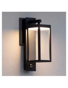 Aplique de luz exterior LED negro con sensor de movimiento 750LM