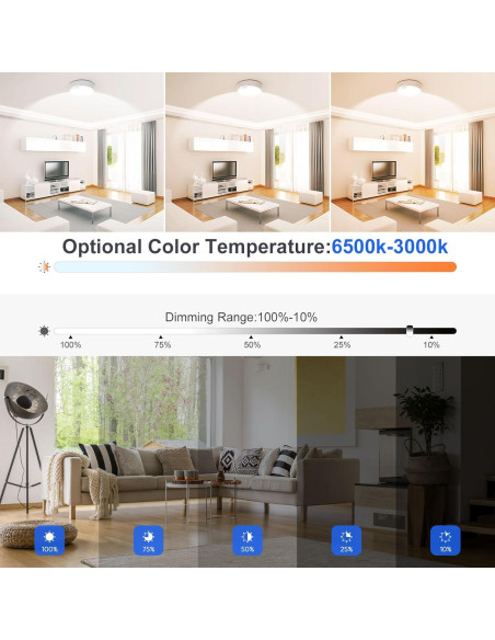 Luz de Techo LED a Batería KEPLUG con Sensor de Movimiento 3000K-6500K