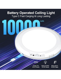 Luz de Techo LED Recargable Yunaking con Sensor de Movimiento 2