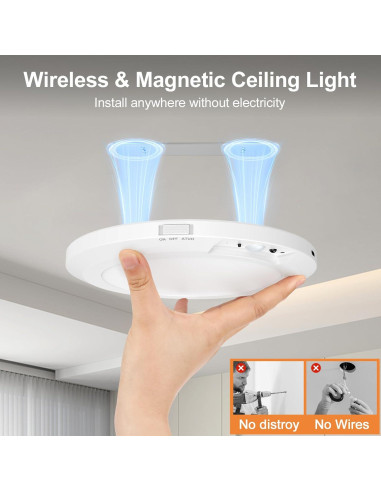 Luz de Techo LED Recargable Yunaking con Sensor de Movimiento