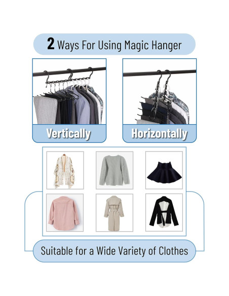 Perchas Ahorradoras de Espacio Mr. Pen, Paquete de 8, Negro Perchas Ahorradoras de Espacio Mr. Pen, Paquete de 8, Negro