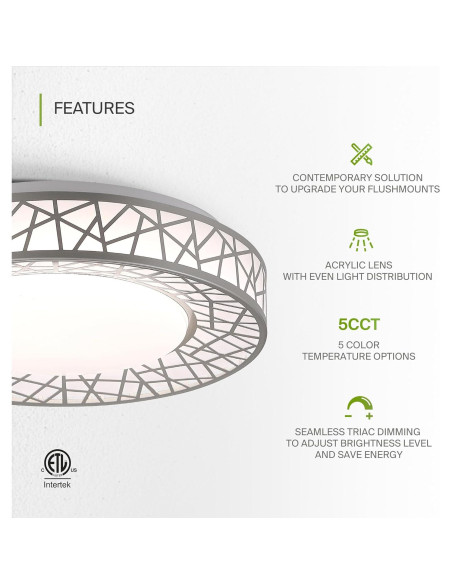 Luz de Techo LED Empotrada ASD 30.48 cm 20W Regulable Niquel