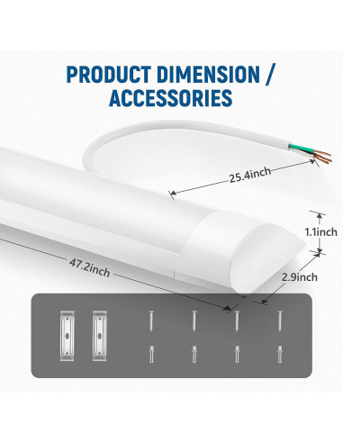 Luz de Taller LED DAKASON 4FT 36W 4320lm Ajustable 3000K/4000K/5000K