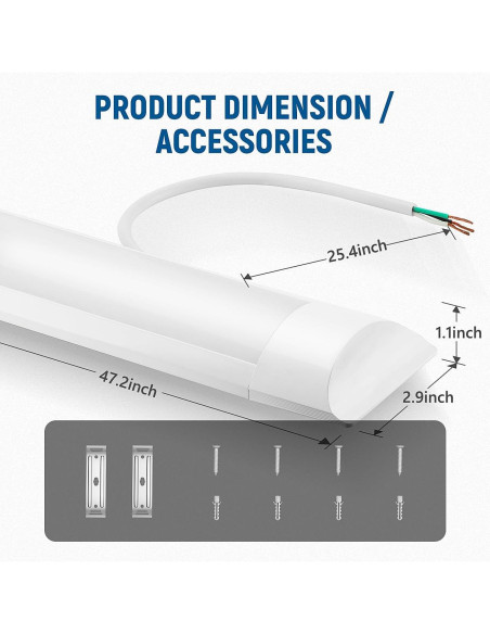 Luz de Taller LED DAKASON 4FT 36W 4320lm Ajustable 3000K/4000K/5000K