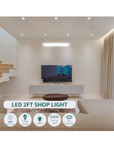 Lámpara de tubo LED KUKUMAO 18W 5000K 2 pies Enchufable 2