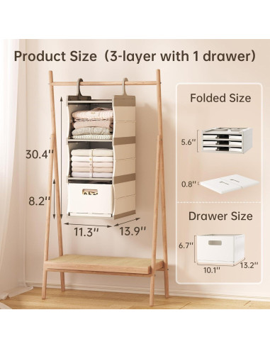 Estante Colgante HAIXIN de Plástico 3 Niveles con Cajón