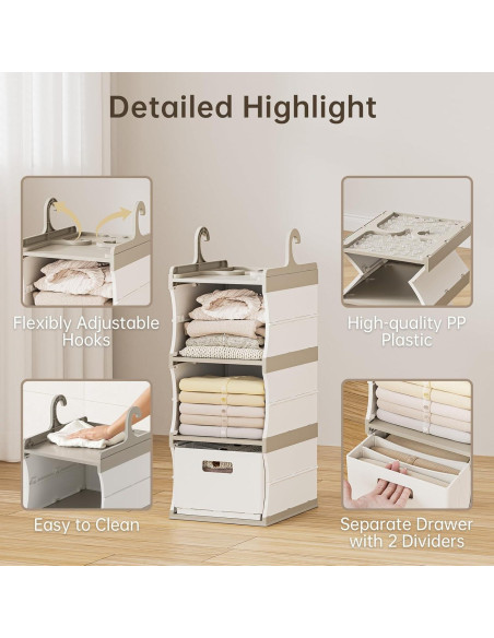 Estante Colgante HAIXIN de Plástico 3 Niveles con Cajón