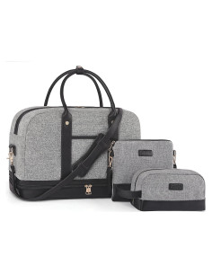 Bolsa de Fin de Semana BOLOSTA Lona Beige 45.7x30.5cm con Compartimento para Zapatos