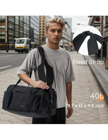 Bolsa de gimnasio impermeable Shenzhenshi 40L con compartimento para zapatos - Negro