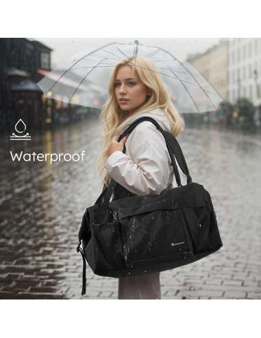 Bolsa de gimnasio impermeable Shenzhenshi 40L con compartimento para zapatos - Negro