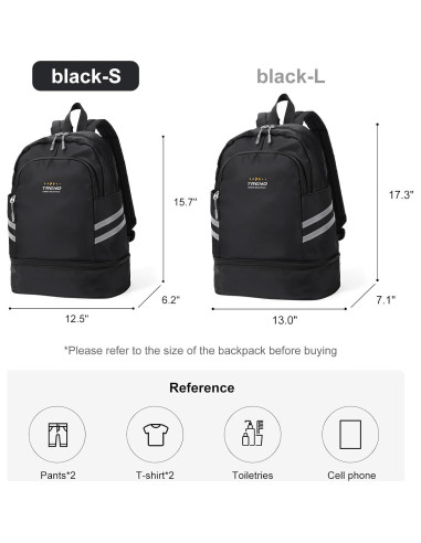 Mochila de Gimnasio Coofay Pequeña Impermeable 20L Negra