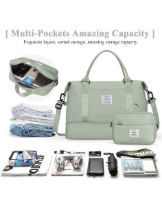 Bolsa de viaje tipo duffel HYC00 con compartimento para zapatos 56x17x45 cm 2