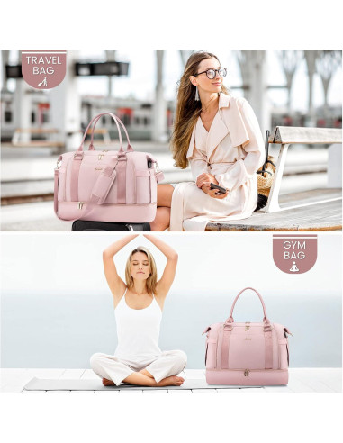 Bolsa de gimnasio LOVEVOOK Rosa Claro con puerto USB y compartimentos