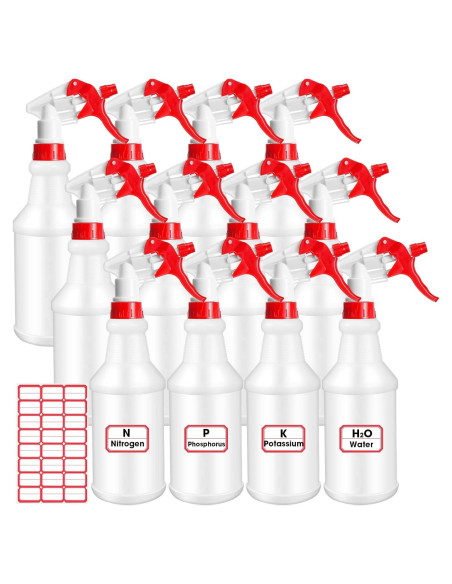 Gerrii 12 Botellas Spray Plástico 750 ml con Boquilla Ajustable