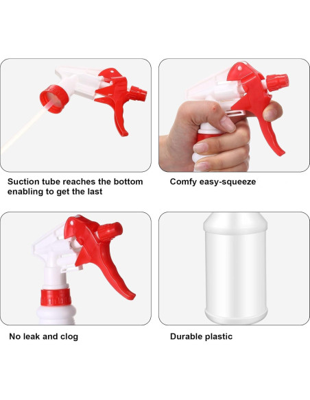 Gerrii 12 Botellas Spray Plástico 750 ml con Boquilla Ajustable