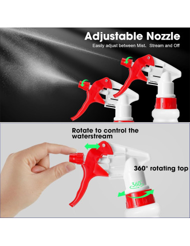 Gerrii 12 Botellas Spray Plástico 750 ml con Boquilla Ajustable