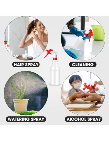 Gerrii 12 Botellas Spray Plástico 750 ml con Boquilla Ajustable