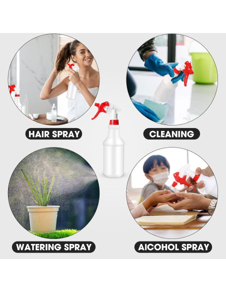 Gerrii 12 Botellas Spray Plástico 750 ml con Boquilla Ajustable