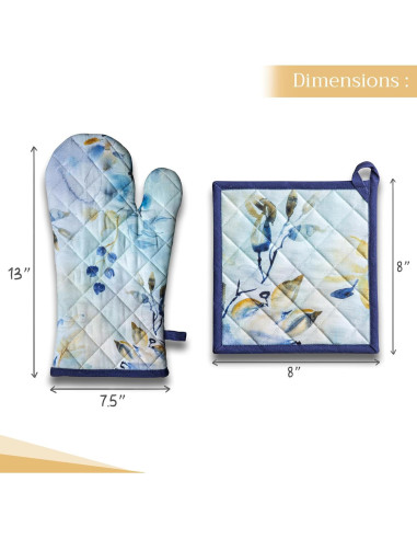 Juego de Manoplas de Horno y Soporte Maison d' Hermine 100% Algodón